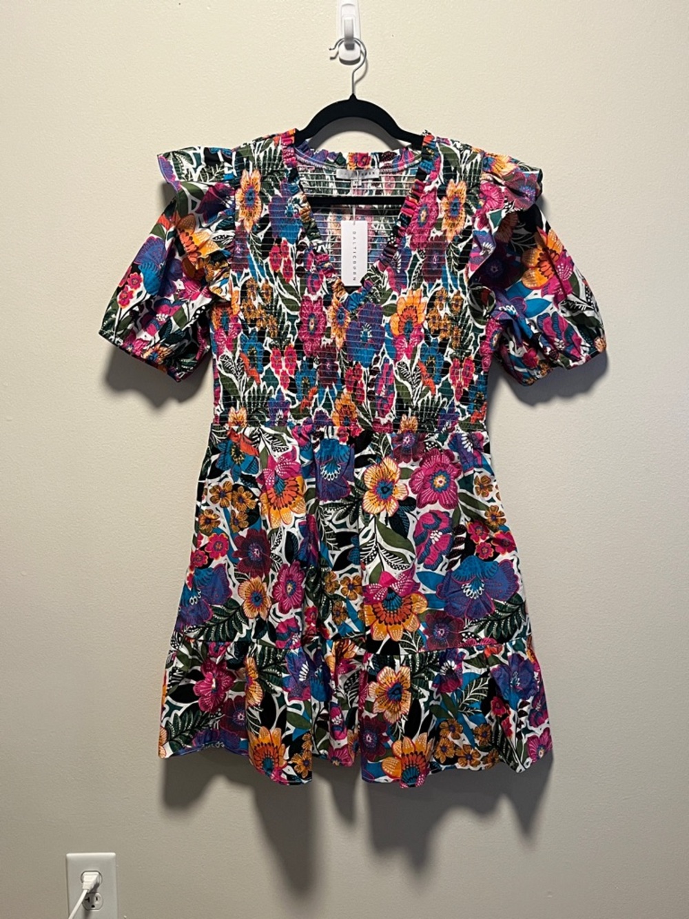 BALTIC BORN (NWT) Kyrie Puff Sleeve Short Dress, Multicolor Floral, Size XL - Picture 3 of 13